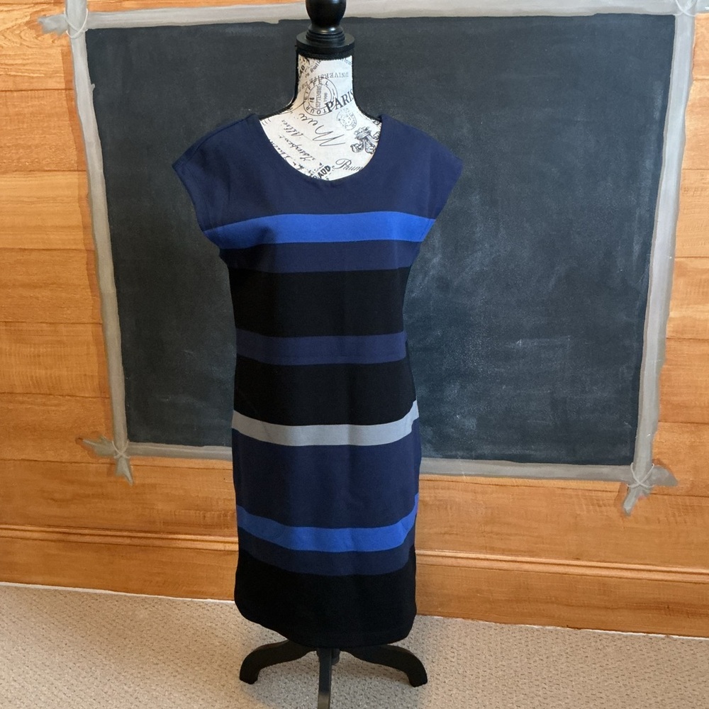 Max Studio size large blue midi dress with front pockets